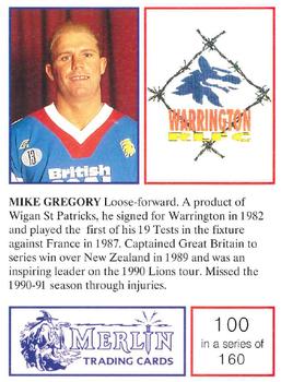 1991 Merlin Rugby League #100 Mike Gregory Back